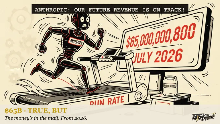 AI illustration for: Anthropic says it's making $65 billion. Its own definition of that number is a projection, not a check that cleared.