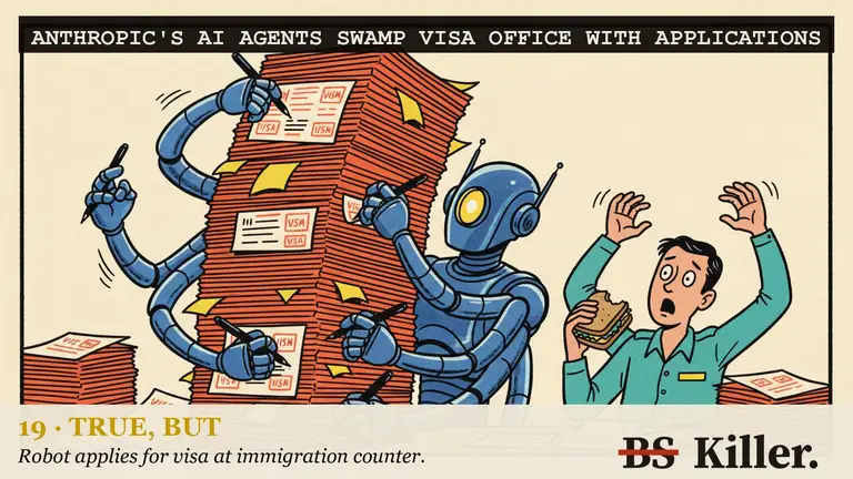 AI illustration for: Anthropic's AI applied for U.S. visas, the headlines say. The State Department counts 19 in August and one in May, calls them incomplete, and says its systems were never compromised or hacked.