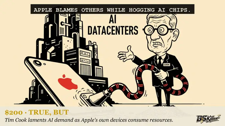 AI illustration for: Apple blamed "the rapid expansion of AI data centers" for the price hikes on your next Mac or iPad. Apple's own decision to cram more RAM into its devices for its own AI features is a second AI-driven cost its statement never mentions.