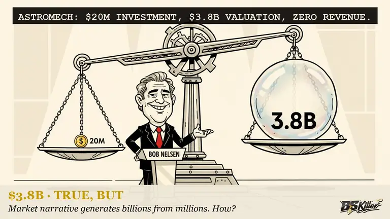 AI illustration for: Twenty million dollars just told the world Astromech is worth $3.8 billion. Nobody checked whether the customers exist, because there aren't any yet.