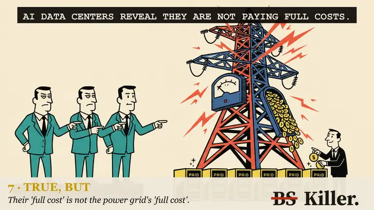 AI illustration for: Three senators say AI data center companies revealed they are not paying their full costs. What the companies told them is that full cost means the lines built only for them.