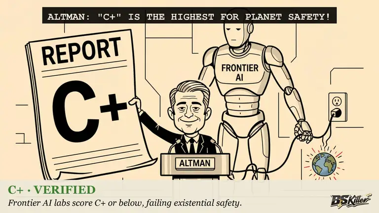 AI illustration for: Seven independent experts graded every frontier AI lab on safety. The best grade was a C+. Three labs got an F. The best existential-safety grade was a D+, and nobody reached a C. And the labs that used to promise to stop at red lines? They rewrote the red lines.