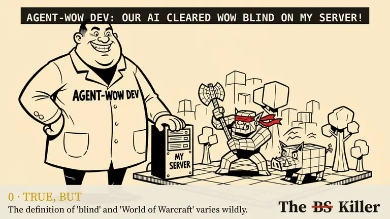 A blindfolded robot walks through a desert canyon past a green creature, with a long paper scroll trailing behind it.