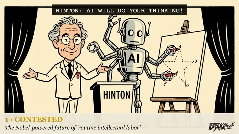 AI illustration for: A Nobel laureate just predicted the end of your job. Ask him one question and it falls apart.
