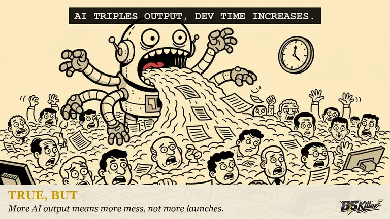 AI illustration for: AI now writes half of what goes into Linear. Teams tripled their pull requests. Linear itself says it has no idea if any of that helped.