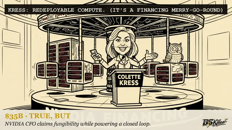 AI illustration for: Nvidia's CFO says its AI money loop isn't circular. The chip it sells pays the rent that buys the chip.