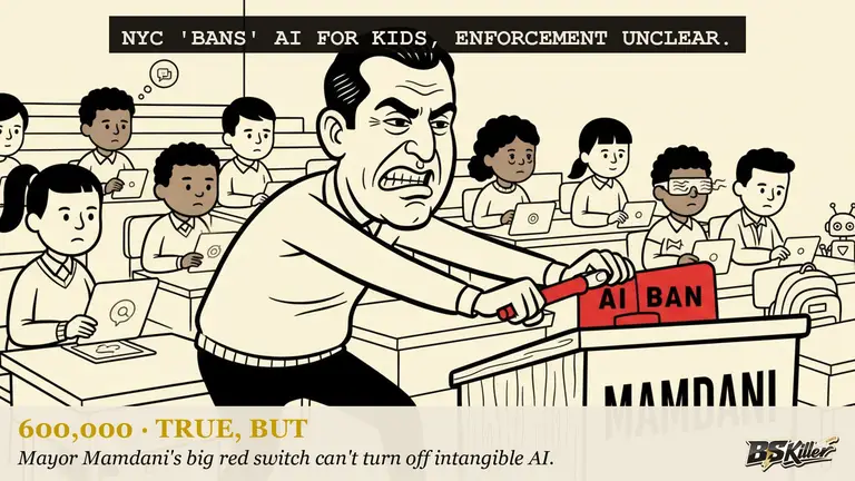 AI illustration for: New York just banned AI in schools. Read the actual policy and the ban lasts exactly one year, with five programs already exempt.