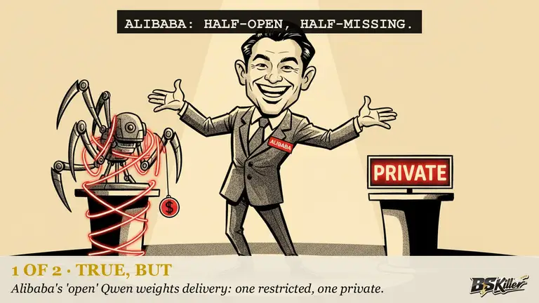 AI illustration for: Alibaba kept its open-weights promise, then swapped the fine print.