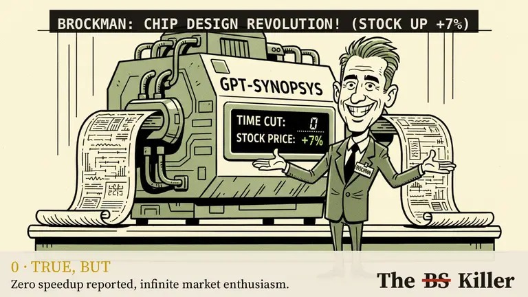 AI illustration for: Synopsys and OpenAI say GPT-Synopsys will "revolutionize the design of semiconductors". The release carries no speedup figure, and the model is still to be developed.