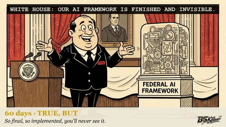 AI illustration for: The White House says its AI safety framework is finished. It also says it has no plans to show anyone.
