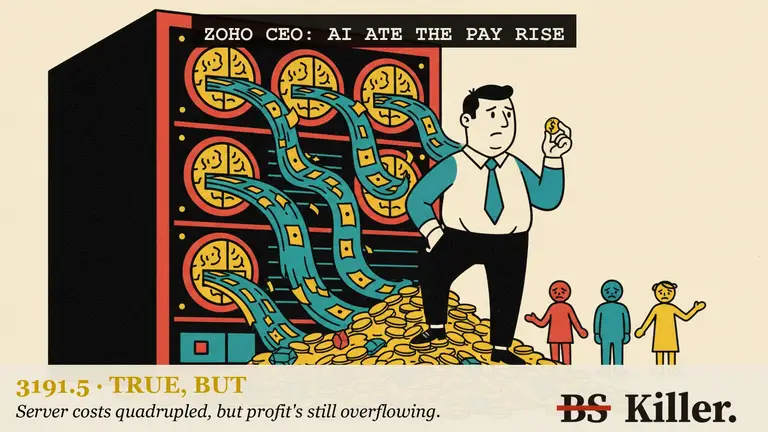 A shut pay window with a NOT THIS YEAR sign, a server rack with a 4X price tag, and a ledger beside a tall stack of coins.